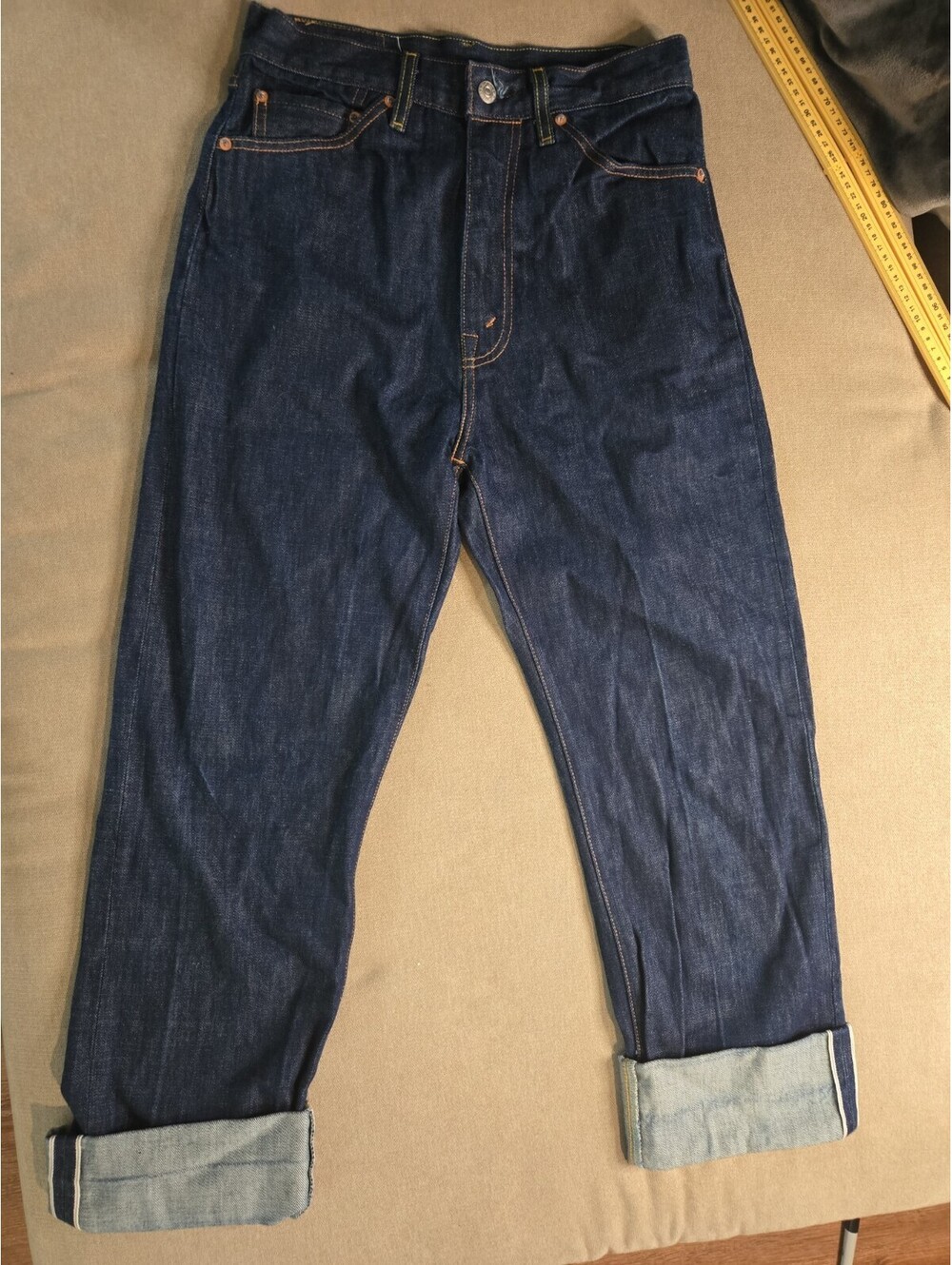 Levis 701 Jeans Womens Blue LVC Raw Denim High Rise Straight Fits 29x33 Selvedge